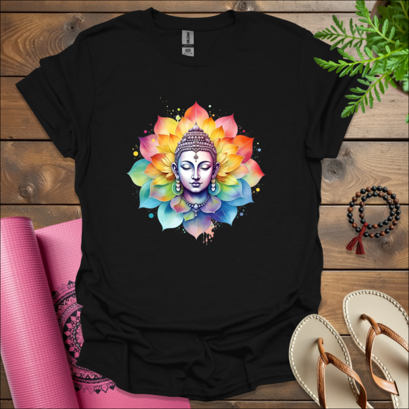 buddha flower t shirt black