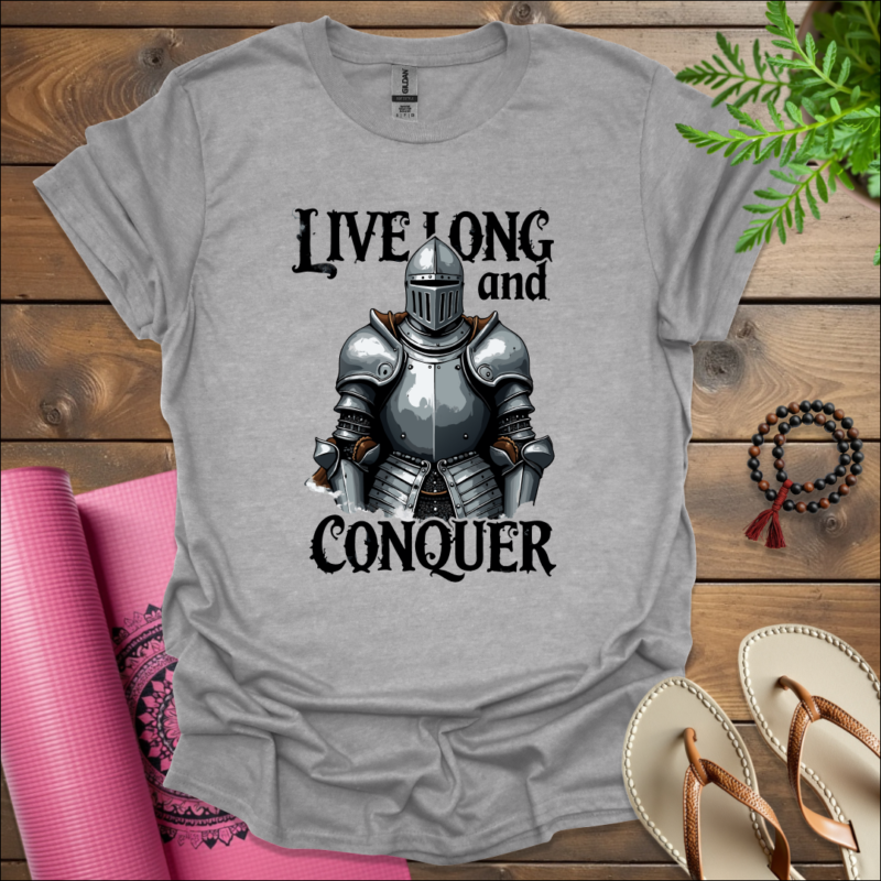 live long and conquer t shirt sport grey
