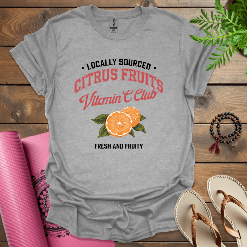 locally sourced citrus fruits vitamin c club t shirt sport grey