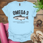 omega 3 supports heart health ‘boosts brain function and ‘reduces inflammation t shirt light blue