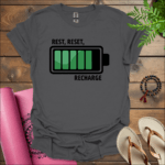 rest reset recharge t shirt charcoal