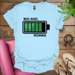 rest reset recharge t shirt light blue