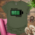 rest reset recharge t shirt military green