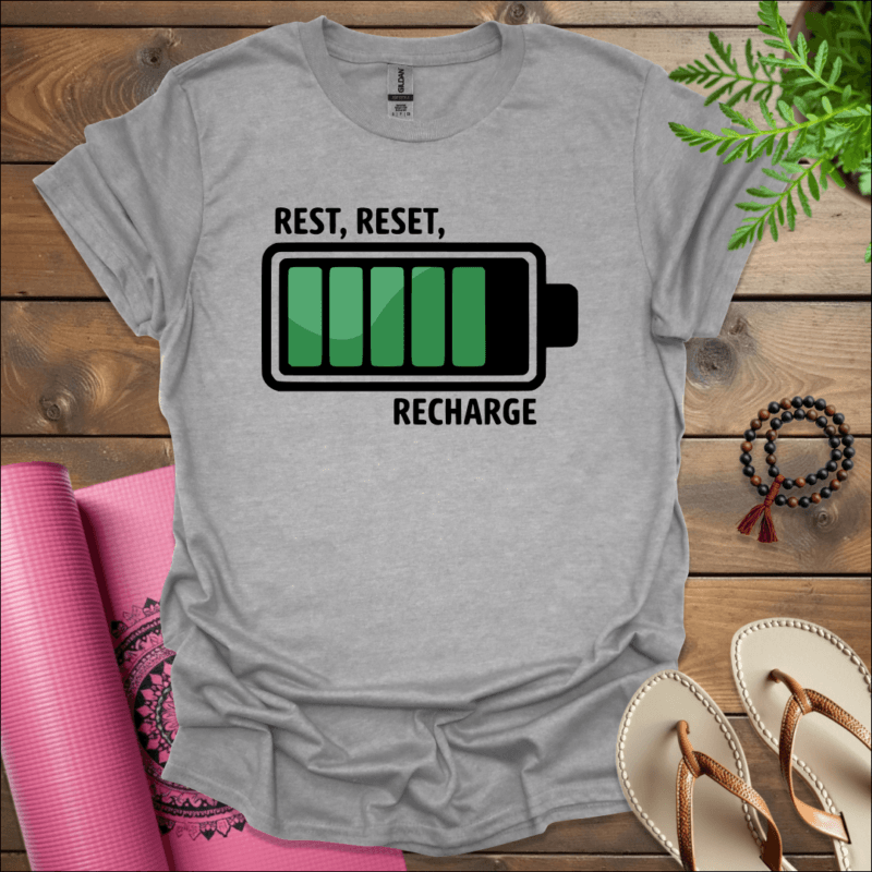 rest reset recharge t shirt sport grey