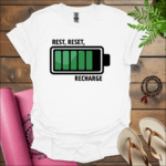 rest reset recharge t shirt white