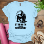 strength through simplicity t shirt light blue