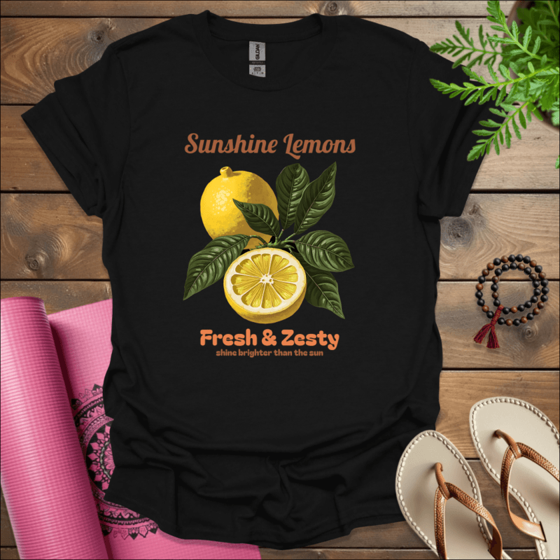 sunshine lemons fresh zesty t shirt black