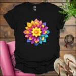 bright flower t shirt black
