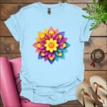 bright flower t shirt light blue