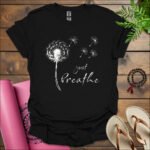 dandelion just breathe t shirt black