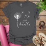 dandelion just breathe t shirt charcoal