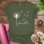 dandelion just breathe t shirt military green