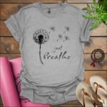 dandelion just breathe t shirt sport grey