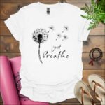 dandelion just breathe t shirt white