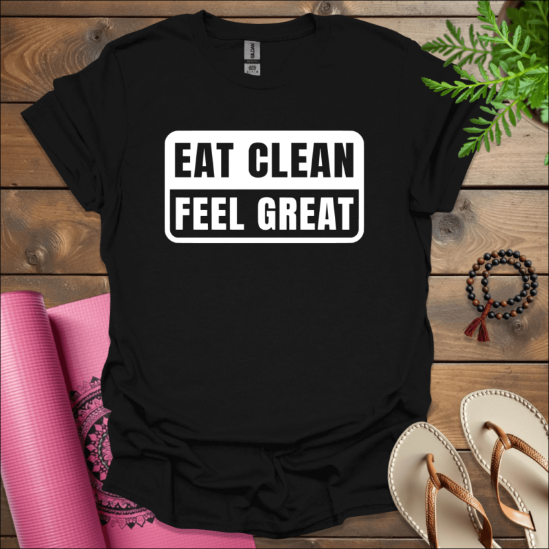 eat clean feel great t shirt black