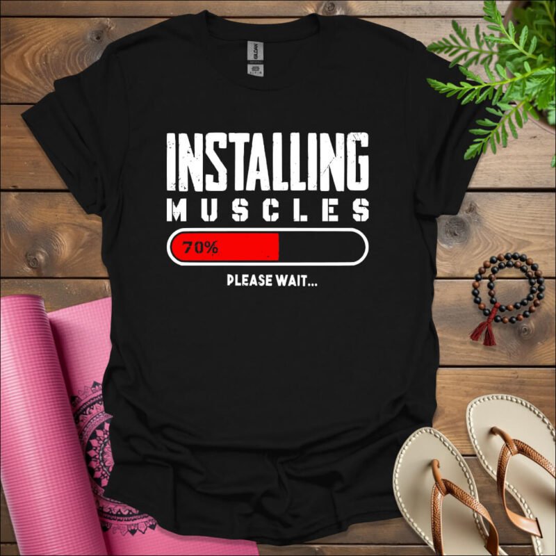 installing muscles t shirt black
