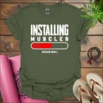 installing muscles t shirt military green