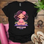 keep calm and om t shirt black