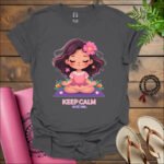 keep calm and om t shirt charcoal