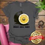 lemon bright bold tangy t shirt charcoal
