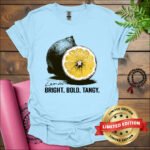 lemon bright bold tangy t shirt light blue