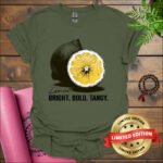 lemon bright bold tangy t shirt military green