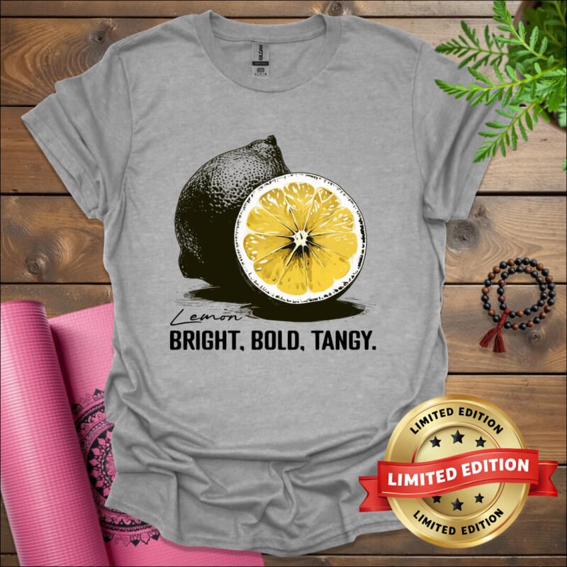 lemon bright bold tangy t shirt sport grey