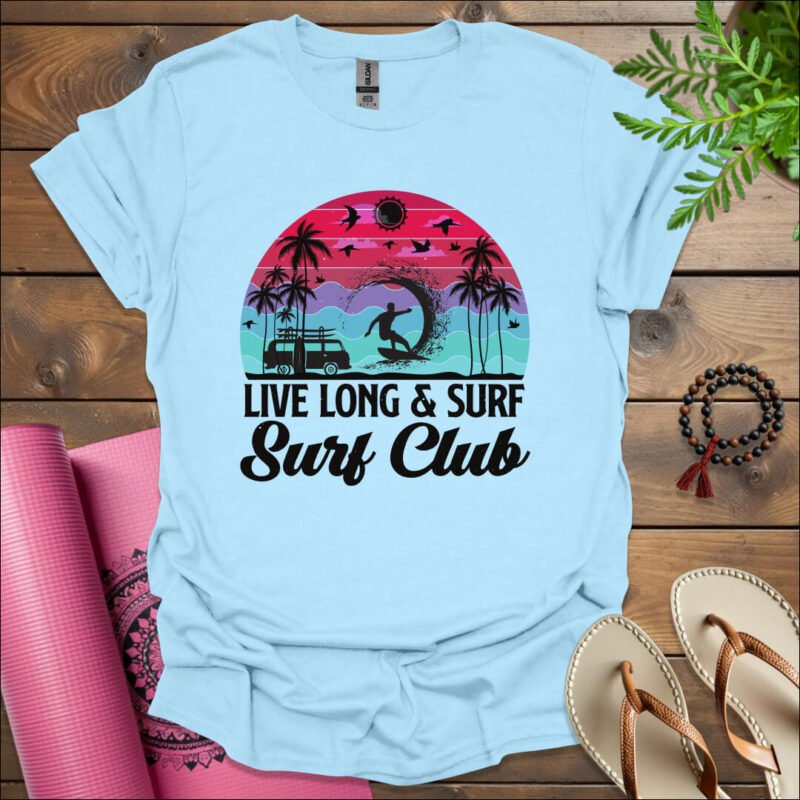 live long surf t shirt light blue