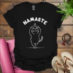 namaste cat t shirt black