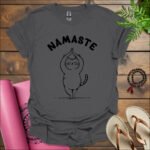 namaste cat t shirt charcoal