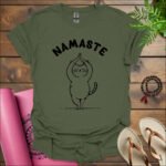namaste cat t shirt military green