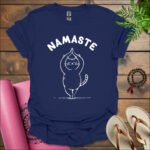 namaste cat t shirt navy