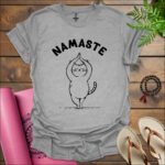 namaste cat t shirt sport grey