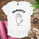 namaste cat t shirt white