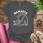 namaste dog t shirt charcoal