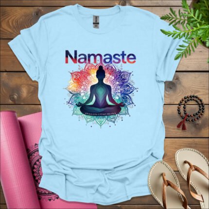 namaste t shirt light blue