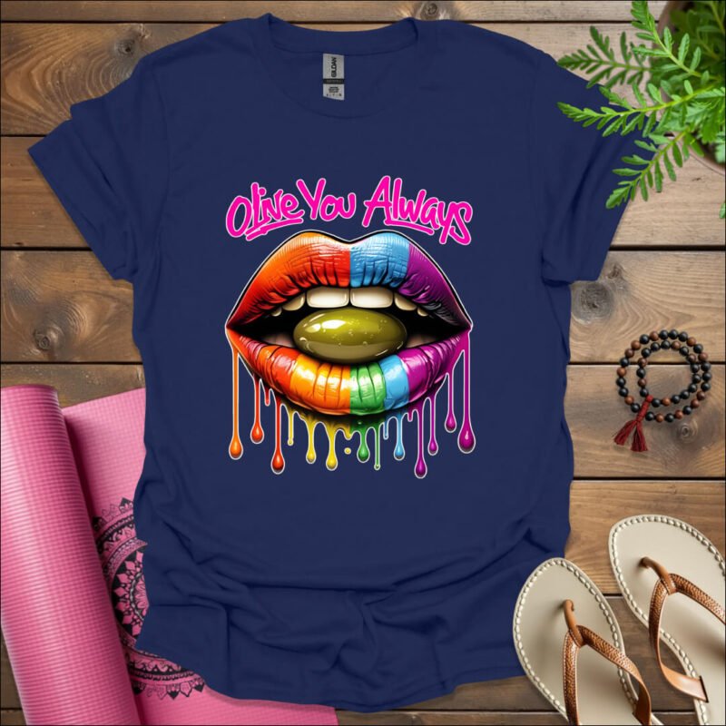 olive you always t shirt navy