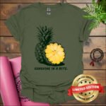 pineapple sunshine in a bite t shirt military green
