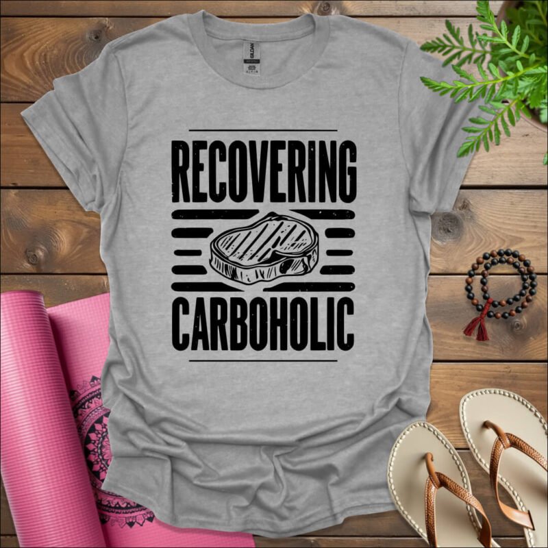 recovering carboholic t shirt sport grey