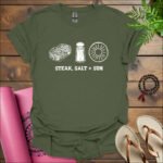 steak salt sun t shirt military green