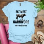 v2 eat meat not vegetables t shirt light blue