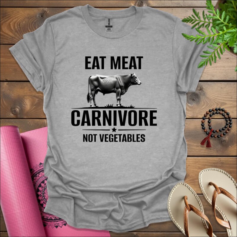 v2 eat meat not vegetables t shirt sport grey
