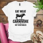 v2 eat meat not vegetables t shirt white