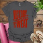 victory through sweat t shirt charcoal