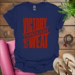 victory through sweat t shirt navy