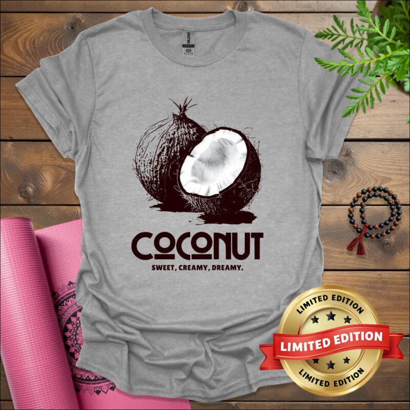 coconut sweet creamy dreamy t shirt sport grey