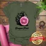 dragon fruit a superfruit with a spark t shirt military green