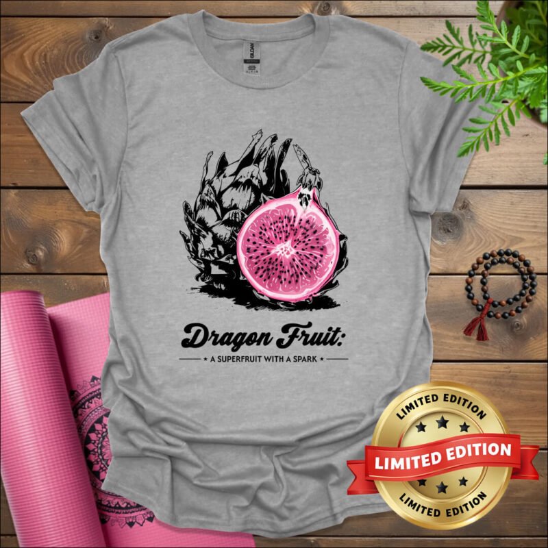 dragon fruit a superfruit with a spark t shirt sport grey