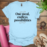 one meal endless possibilities t shirt light blue